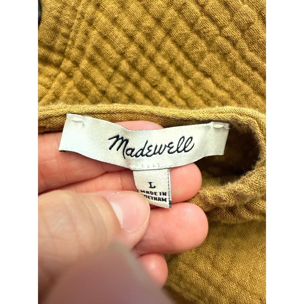 Madewell Button Back Top Women L Mustard Yellow Babydoll Long Sleeve - Picture 3 of 3
